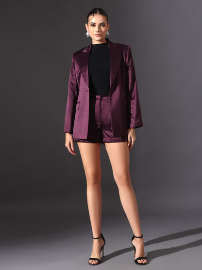 ARIA Satin Blazer & Shorts set (2Pc)