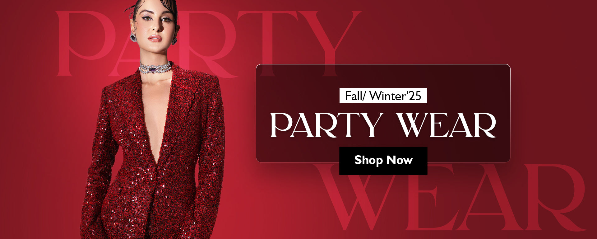 Red sequin party wear blazer for womens from Volcape Winter collection